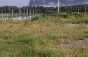 Asap Kebakaran di Kletek Terlihat Sejak Lapangan Tembak Bumi Marinir Karang Pilang