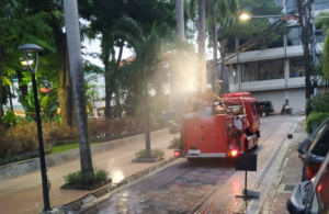 Penyemprotan disinfektan di Bambu Runcing