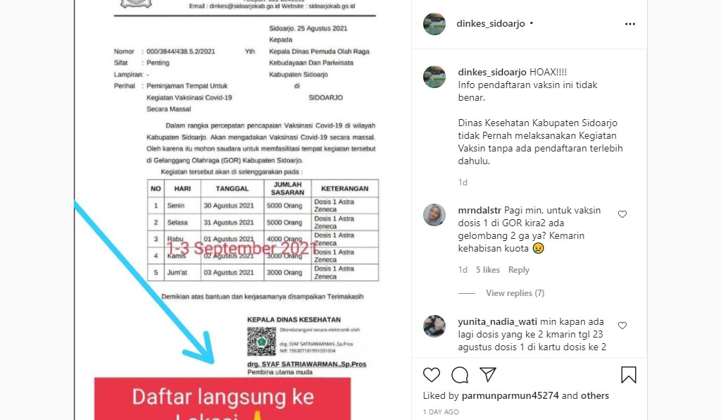 Info vaksin di sidoarjo