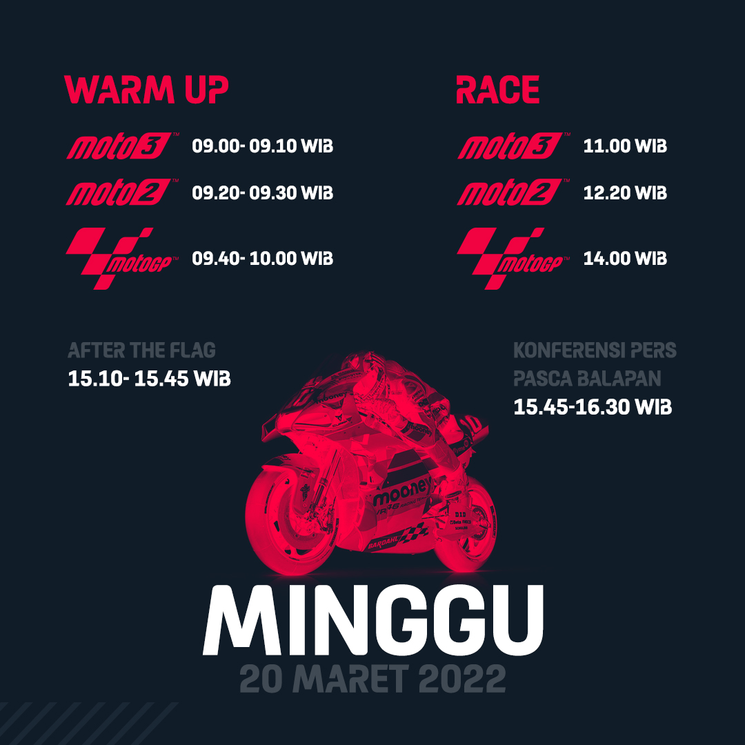 Jadwal race motogp mandalika 2022