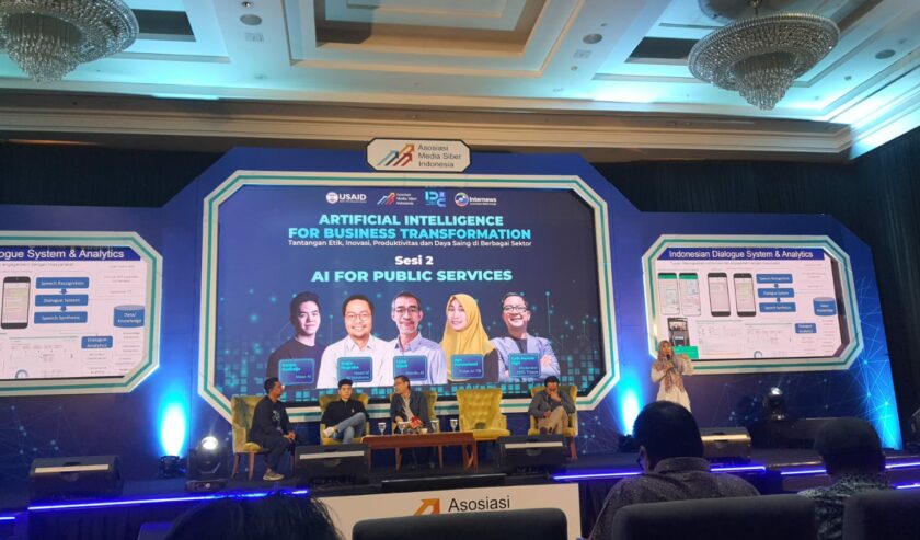 Panelis Indonesia Digital Conference (IDC) 2023 yang digelar Asosiasi Media Siber Indonesia (AMSI) di Hotel El Royale, Bandung, Jawa Barat pada Selasa (22/8/2023). Foto: AMSI