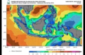 Peta potensi gelombang tinggi yang dirilis Badan Meteorologi Klimatologi, dan Geofisika (BMKG) pada Minggu (3/9/2023). Foto: BMKG