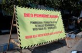 Pemberitahuan pengerjaan betonisasi di Desa Kwangsan, Kecamatan Sedati, Kabupaten Sidoarjo. Foto: Humas Pemkab Sidoarjo untuk suarasurabaya.net