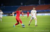 Timnas Indonesia U-24 memenangkan pertandingan dengan skor 2-0 atas Kirgistan dalam Asian Games yang digelar di Zheijang Normal University East Stadium, Selasa (19/9/2023) malam. Foto: NOC Indonesia/Naif Al’As