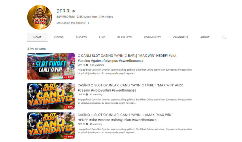 Tampilan dan konten akun YouTube DPR RI saat diakses pada Rabu (6/9/2023) pukul 10.30 WIB. Foto: Tangkapan layar YouTube DPR RI