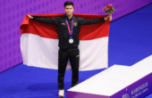 Edgar Xavier Marvello berhasil meraih medali perak Asian Games 2022 cabang olahraga wushu di XSG Sport Center, Minggu (24/9/2023). Foto: NOC