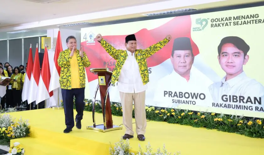 Prabowo Subianto Ketua Umum Partai Gerindra saat menghadiri Rapimnas partai Golkar, Sabtu (21/10/2023). Dalam Rapimnas tersebut Golkar memutuskan Prabowo Subianto dan Gibran Rakabuming Raka sebagai pasangan Bacapres-Bacawapres partai Golkar. Foto : Istimewa