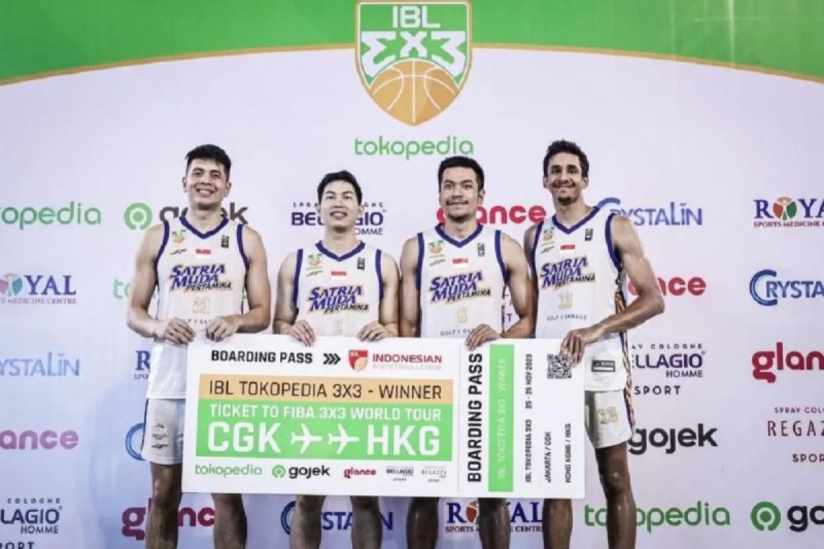 Satria Muda Pertamina Jakarta menjadi juara IBL 3x3 2023 setelah mengalahkan Pelita Jaya Bakrie Jakarta 18-12. Foto : Antara