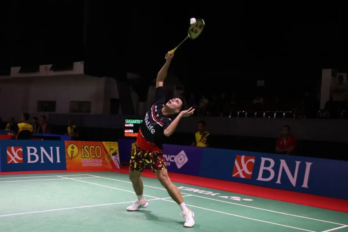Ikhsan Leonardo Imanuel Rumbay Tunggal Putra Indonesia pada pertandingan Perempat Final di Xpora Indonesia International Challenge 2023, Surabaya, 20/10/2023 Foto: PP PBSI