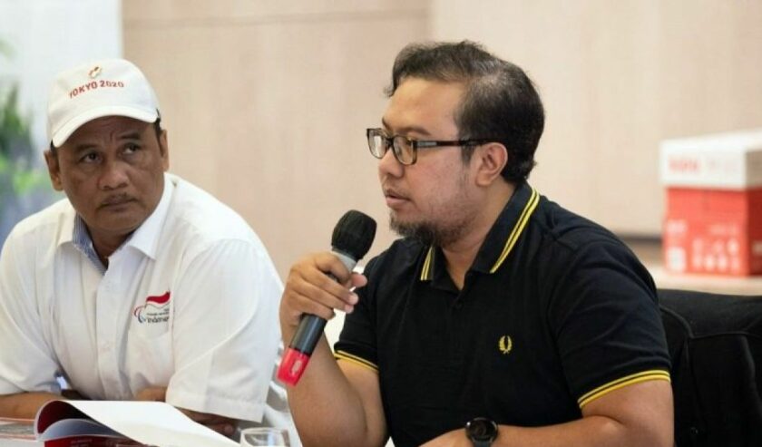 Rima Ferdianto Wakil Sekjen NPC Indonesia (kanan) saat memberikan keterangan di Solo, Jateng. Foto: Antara