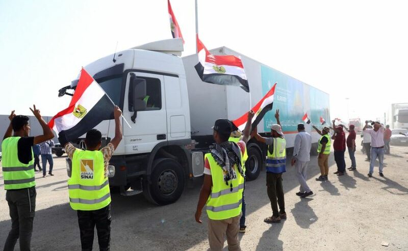Truk Bantuan untuk Gaza tiba di Mesir. Foto: Xinhua