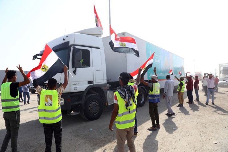 Truk Bantuan untuk Gaza tiba di Mesir. Foto: Xinhua