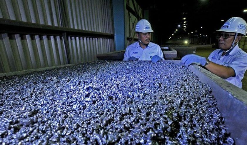 Ilustrasi - Pemeriksaan biji feronikel milik PT Aneka Tambang (ANTAM) yang siap ekspor di Pelabuhan Pomala, Kolaka, Sulawesi Tenggara, Selasa (8/5/2018). Foto: Antara