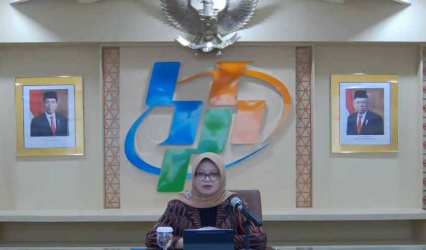 Tangkapan layar - Deputi Bidang Statistik Distribusi dan Jasa BPS Pudji Ismartini dalam Rilis Berita Statistik di Jakarta, Rabu (15/11/2023). Foto: Antara