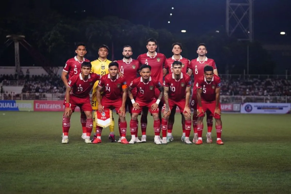 Sebelas pertama timnas Indonesia saat bermain imbang 1-1 melawan Filipina pada laga kedua kualifikasi Piala Dunia 2026 zona Asia putaran kedua di Stadion Rizal Memorial, Selasa (21/11/2023).Foto: PSSI