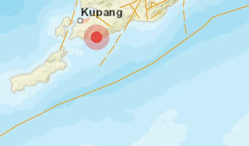 Tangkapan layar lokasi gempa 6,6 magnitude di Kupang. Foto: Antara