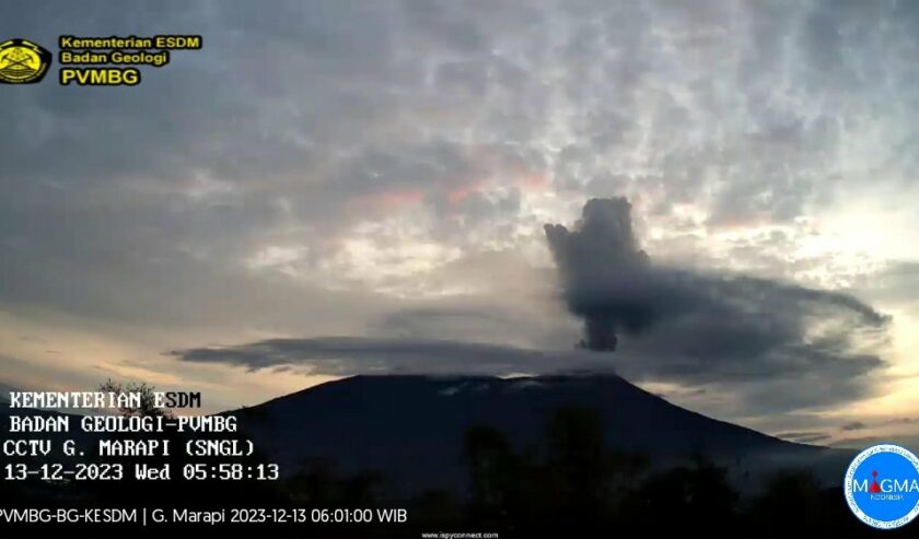 Kondisi Gunung Marapi di Provinsi Sumatera Barat pada Rabu (13/12/2023). Foto: PVMBG