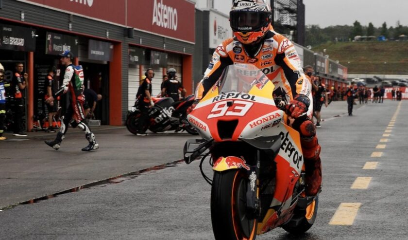 Marc Marquez saat berkompetisi di Grand Prix Jepang di Sirkuit Motegi pada 24 September 2022. Foto: AFP