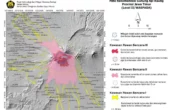 Peta kawasan rawan bencana Gunung Raung. Foto: PVMBG
