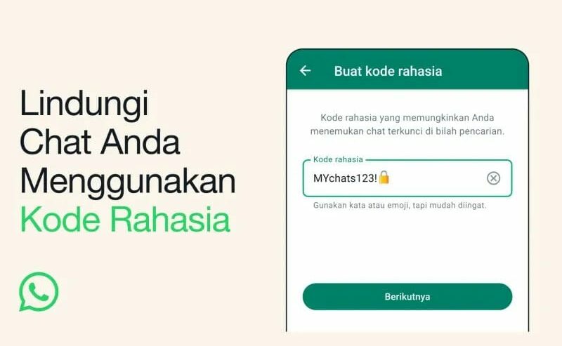 Ilustrasi fungsi kode rahasia di fitur Chat Lock WhatsApp. Foto: WhatsApp Indonesia