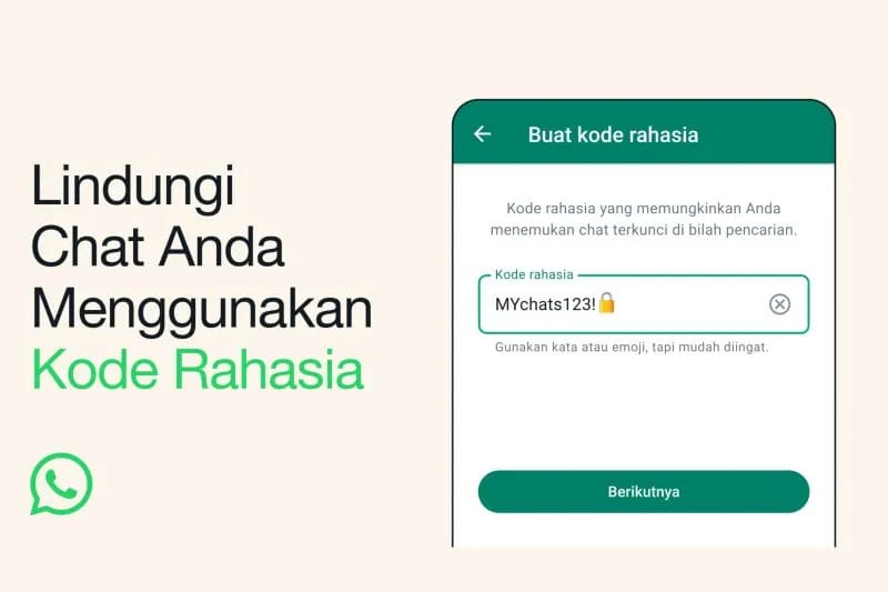 Ilustrasi fungsi kode rahasia di fitur Chat Lock WhatsApp. Foto: WhatsApp Indonesia