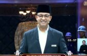 Anies Baswedan, Capres nomor urut satu, menyampaikan visi misinya dalam debat perdana Capres dan Cawapres 2024 di Gedung KPU, Jakarta, Selasa (12/12/2023). Foto: Tangkapan layar YouTube