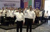 Anies Rasyid Baswedan dan Muhaimin Iskandar Calon presiden dan wakil presiden dalam agenda Rapat Konsolidasi Nasional Timnas AMIN di Jakarta, Kamis (21/12/2023). Foto: Antara