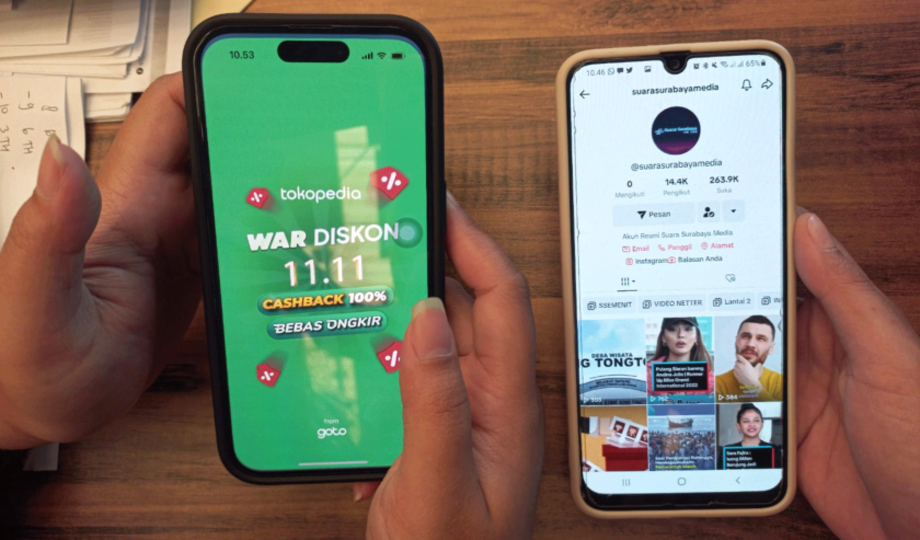 Ilustrasi. Aplikasi Tokopedia dan TikTok. Foto: Ika suarasurabaya.net