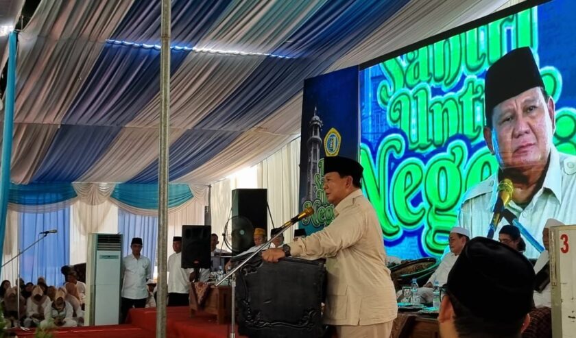 Prabowo Subianto capres nomor urut 2 waktu kampanye ke Ponpes Genggong Probolinggo, Selasa (2/1/2024). Foto: Humas TKD Jatim Prabowo-Gibran.