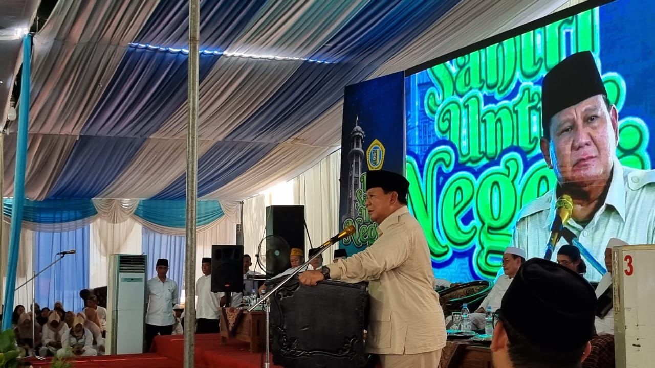 Prabowo Subianto capres nomor urut 2 waktu kampanye ke Ponpes Genggong Probolinggo, Selasa (2/1/2024). Foto: Humas TKD Jatim Prabowo-Gibran.