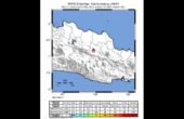 Peta gempa susulan di Sumedang, Jawa Barat, bermagnitudo 2,9, kedalaman 7 kilometer, pada Minggu (31/12/2023) pukul 23.23 WIB. Foto: BMKG