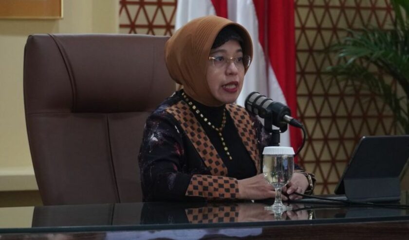 Amalia Adininggar Widyasanti Plt. Kepala BPS menyampaikan rilis Berita Resmi Statistik di Jakarta, Senin (5/2/2024), Foto : Antara