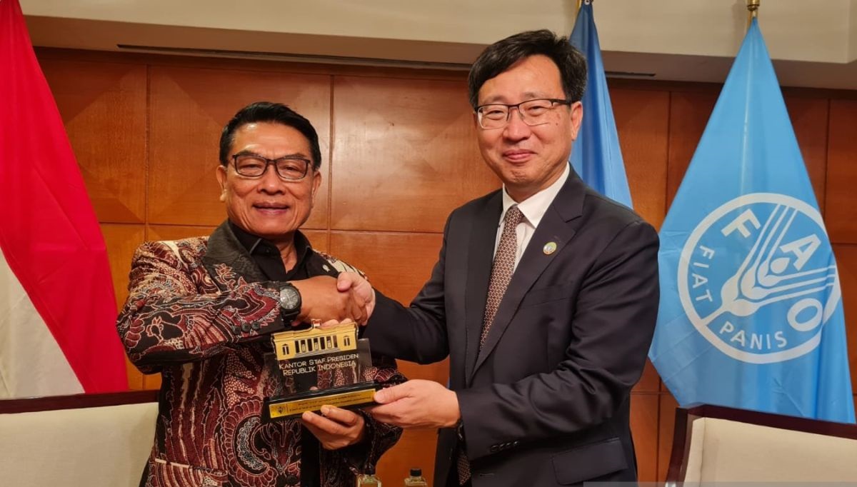 Moeldoko Kepala Staf Kepresidenan melakukan pertemuan bilateral dengan Jong Jin Kim Asisten Direktur Jenderal dan Perwakilan Regional FAO untuk Asia Pasifik , di Kolombo, Sri Lanka, Jumat (23/2/2024). Foto : Antara