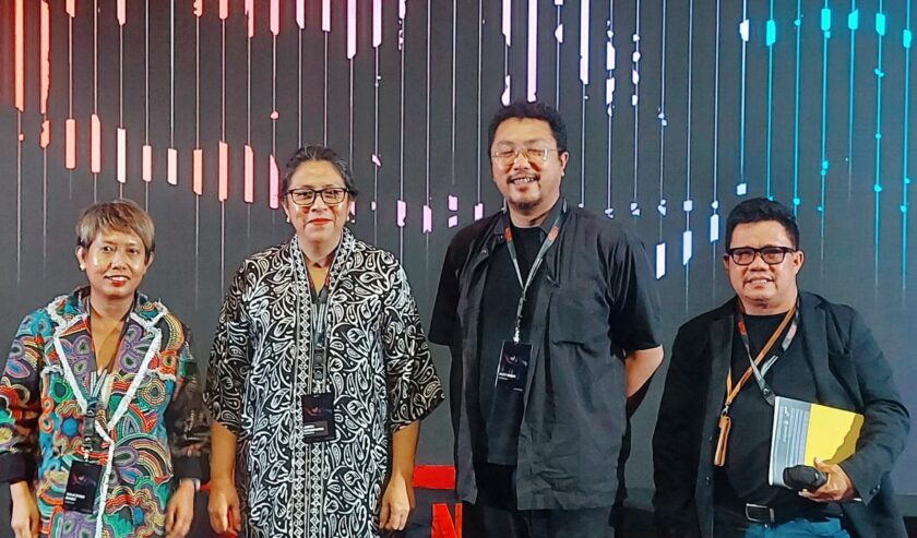 M Amin Abdullah Direktur Industri Kreatif, Musik, Film dan Animasi Kementerian Pariwisata dan Ekonomi Kreatif (Kemenparekraf) (pertama kanan) dalam forum diskusi di Jakarta, Kamis (1/2/2024). Foto : Antara