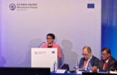 Retno Marsudi Menteri Luar Negeri RI berbicara dalam “Indo-Pacific Ministerial Forum” ke-3 yang berlangsung di Brussels, Belgia, pada Jumat (2/2/2024). Foto: Antara