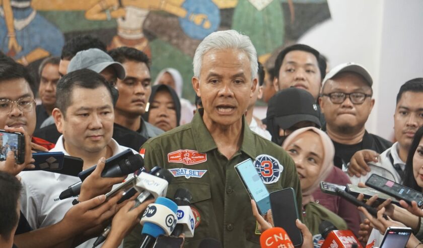 Ganjar Pranowo saat di GBK dalam kampanye akbar hajatan rakyat, Sabtu (3/2/2024). Foto : Faiz Fadjarudin suarasurabaya.net