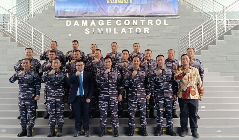 Peresmian fasilitas damage control simulator oleh TNI AL di Komando Latihan (Kolat) Koarmada II Surabaya, Sabtu (24/2/2024). Foto: Risky suarasurabaya.net