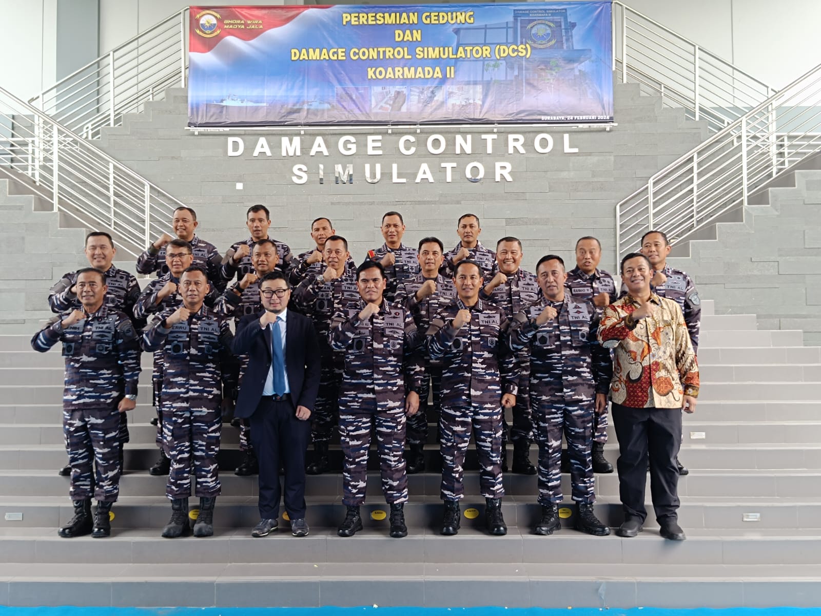 Peresmian fasilitas damage control simulator oleh TNI AL di Komando Latihan (Kolat) Koarmada II Surabaya, Sabtu (24/2/2024). Foto: Risky suarasurabaya.net