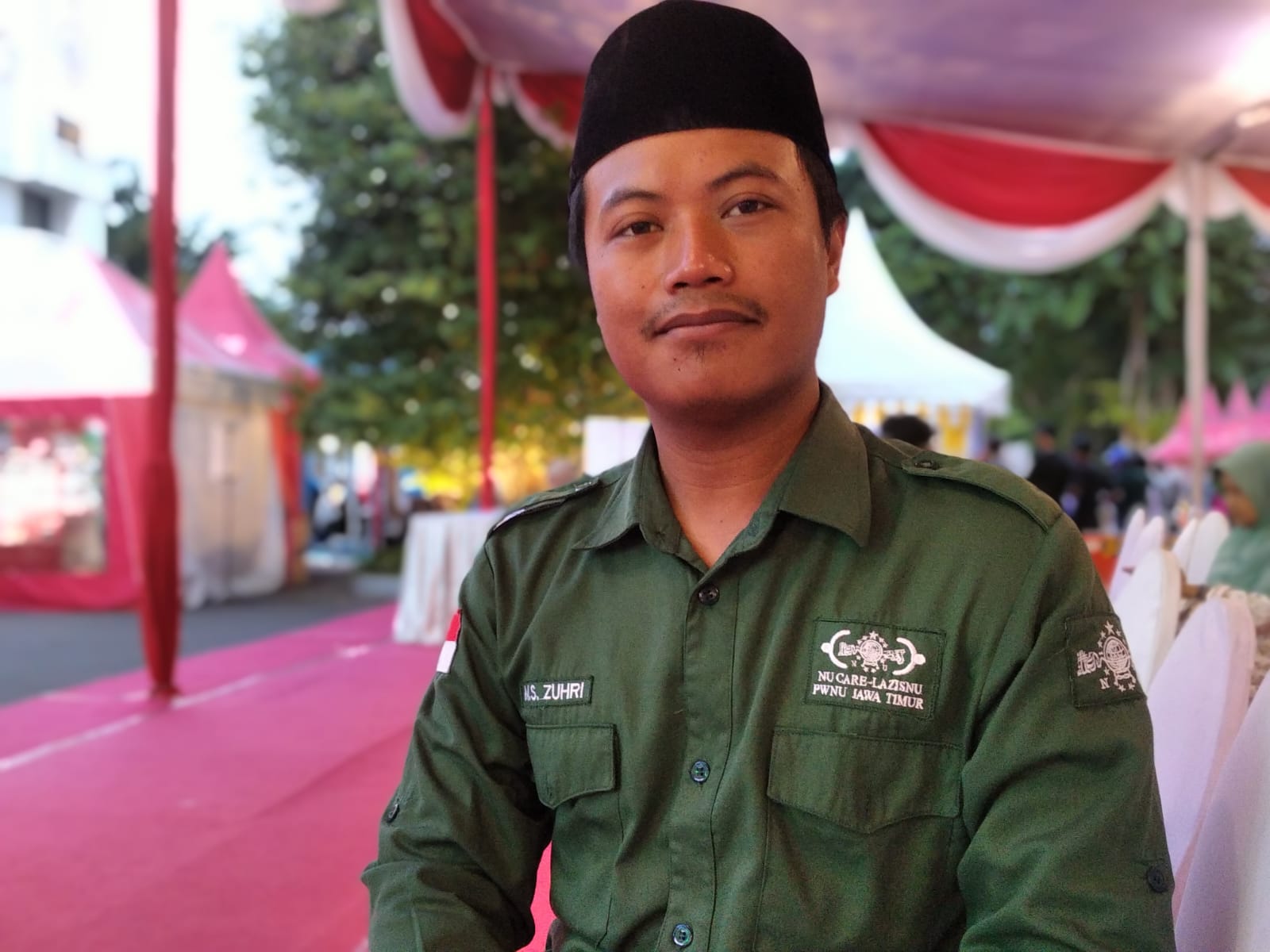 Muhammad Saifudin Zuhri Manager Fundraising LAZISNU Pengurus Wilayah Nahdlatul Ulama (PWNU) di Bank Jatim QRIS Ramadan Vaganza, Sabtu (30/3/2024). Foto: Azwa magang suarasurabaya.net