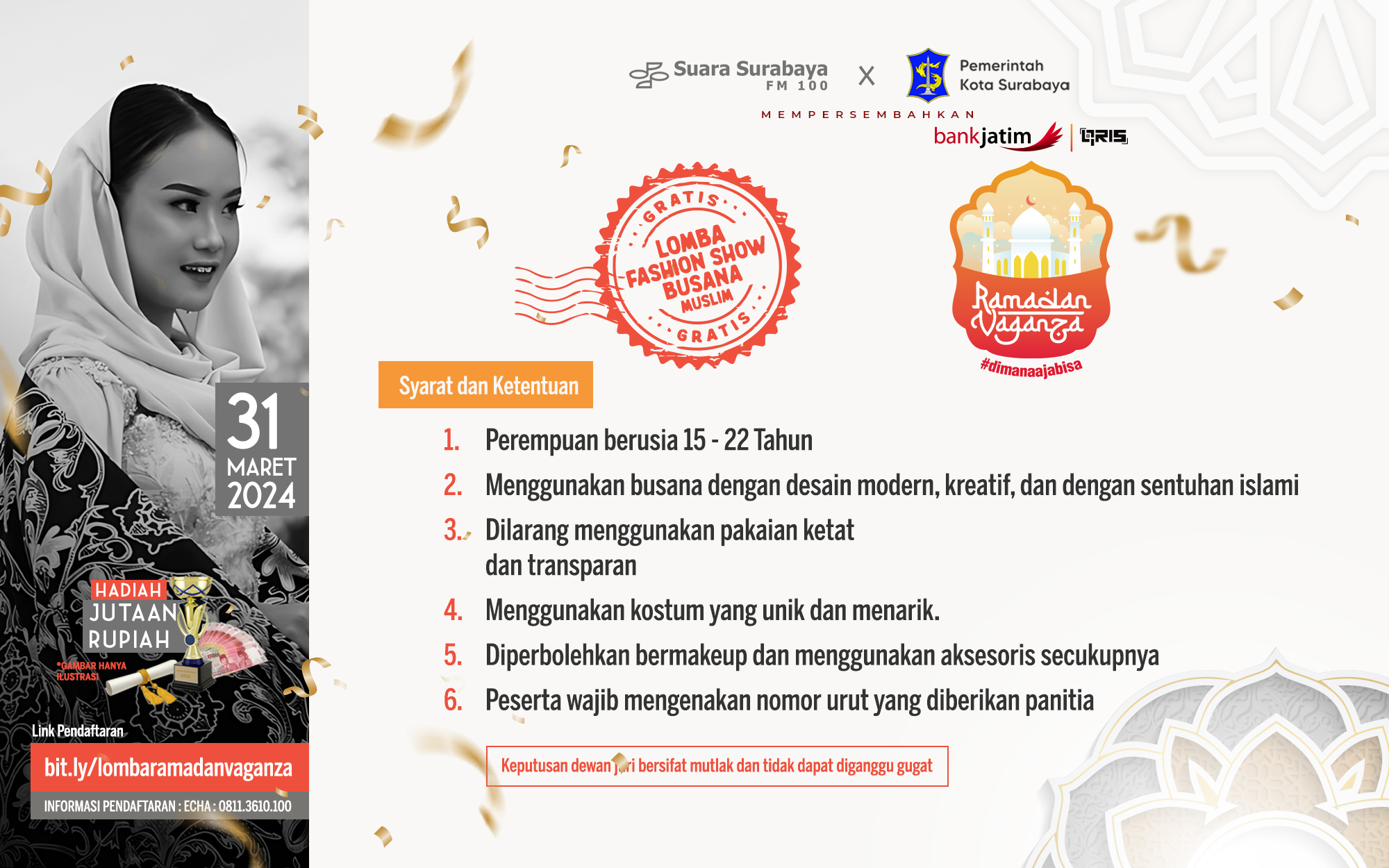 Muslimah Muda dan Trendi Ikutilah Lomba Fashion Show Bank Jatim Qris