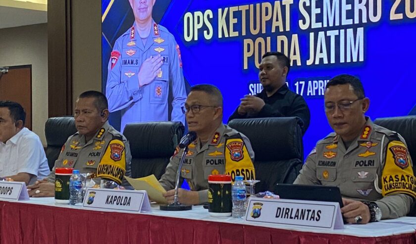 Jumpa pers hasil Ops Ketupat Semeru 2024 Polda Jatim, Rabu (17/4/2024).