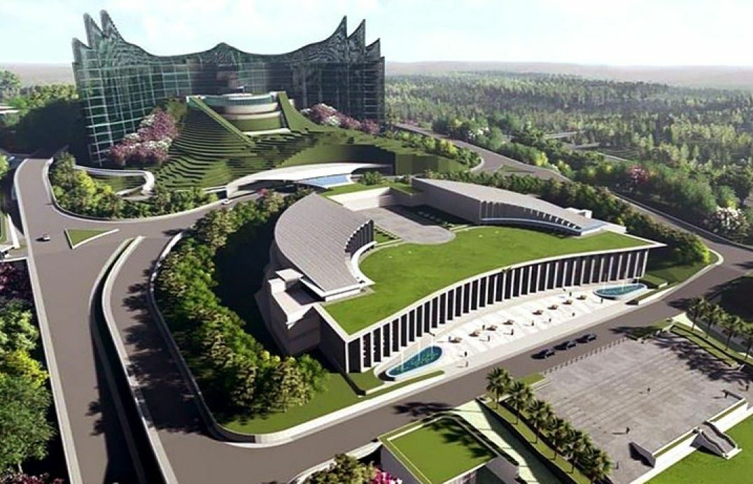 Desain eksterior yang bakal menjadi Istana Kepresidenan di Ibu Kota Negara (IKN) Nusantara di Kalimantan Timur.