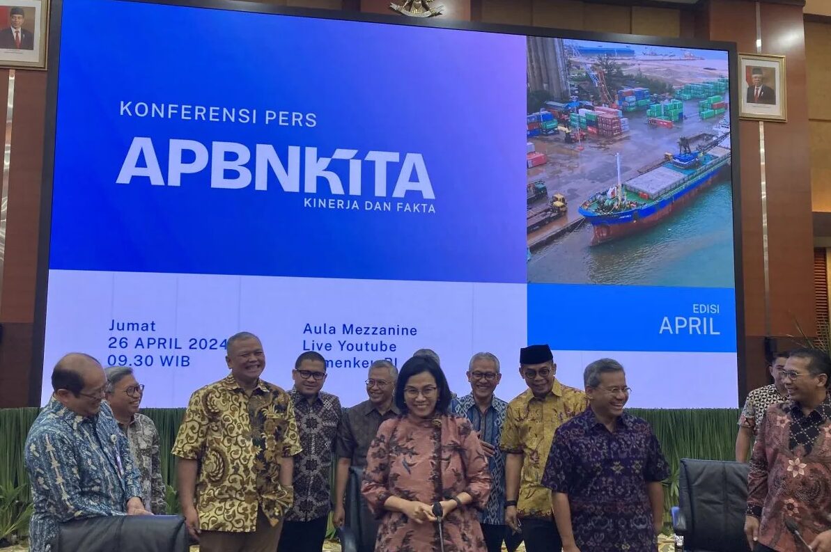 Konferensi pers APBN KiTa di Kementerian Keuangan, Jakarta, Jumat (26/4/2024). Foto: Antara