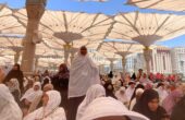 Jemaah Haji di Masjid Nabawi, Madinah, Arab Saudi, Jumat (17/5/2024). Foto: Restu suarasurabaya.net