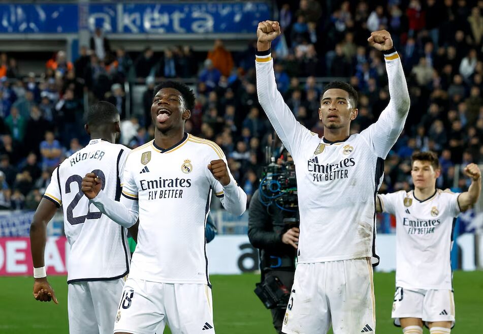 Dua gol Joselu sukses mengantar Real Madrid ke final Liga Champions 2023/24 setelah menang 2-1 atas Bayern Muenchen dalam laga leg kedua semifinal di Stadion Santiago Bernabeu, Kamis (9/5/2024). Foto: Reuters