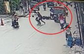 Tangkapan layar video CCTV kecelakaan sepeda motor dan mobil pikap boks di Jalan Ciliwung Surabaya pada Selasa (13/5/2025). Foto: Rudi via Redaksi