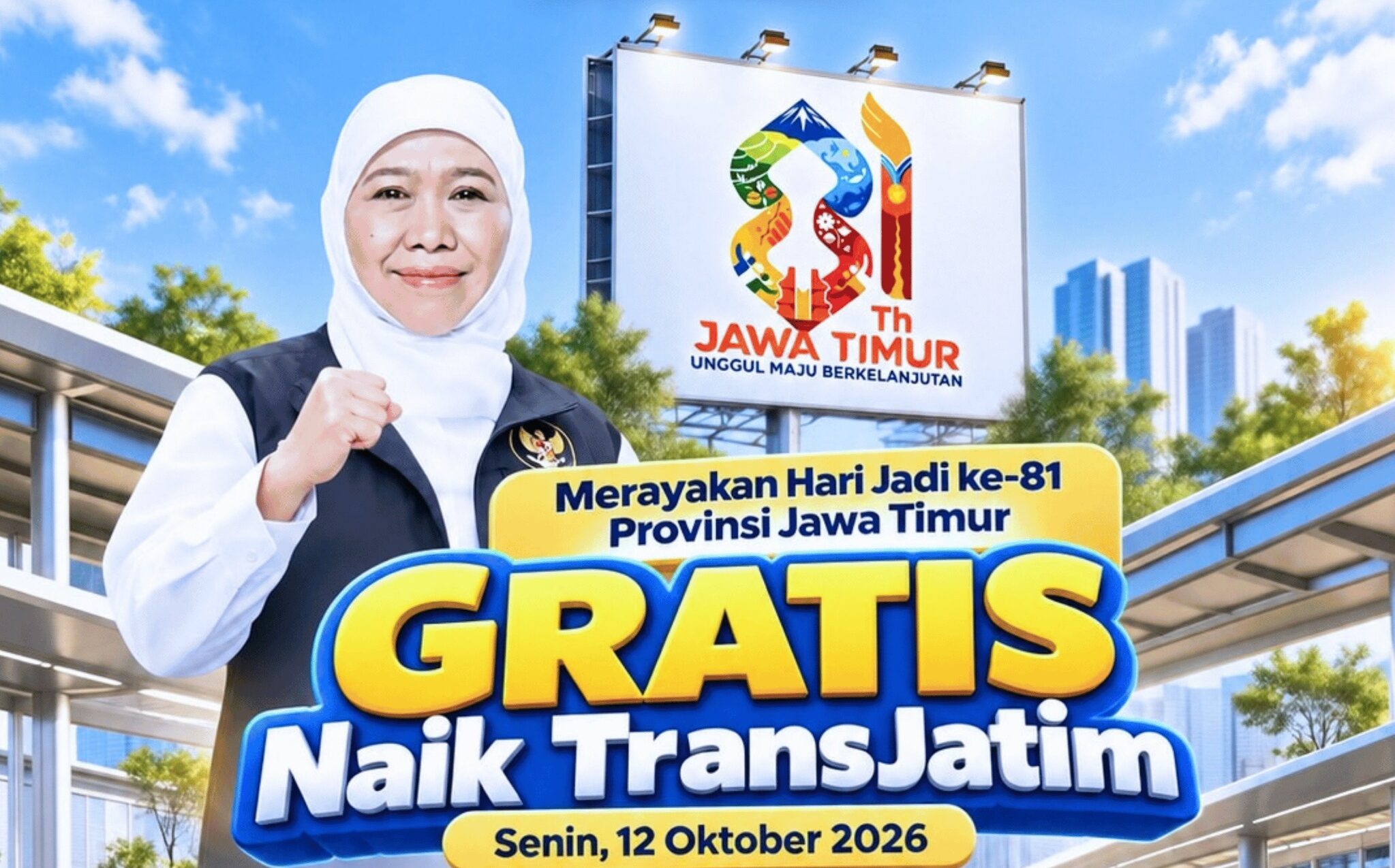 Trans Jatim Gratis pada 12 Oktober dalam Rangka Hari Jadi ke-81 Jatim